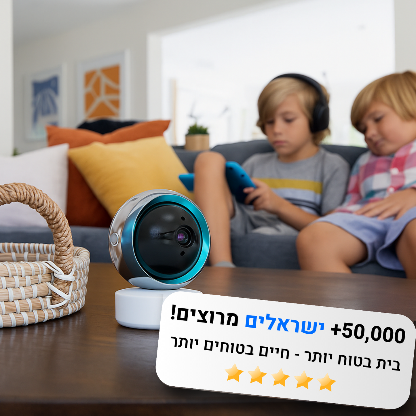 מצלמת אבטחה חכמה 360° עם חיבור WIFI ושליטה מלאה מהאפליקציה
