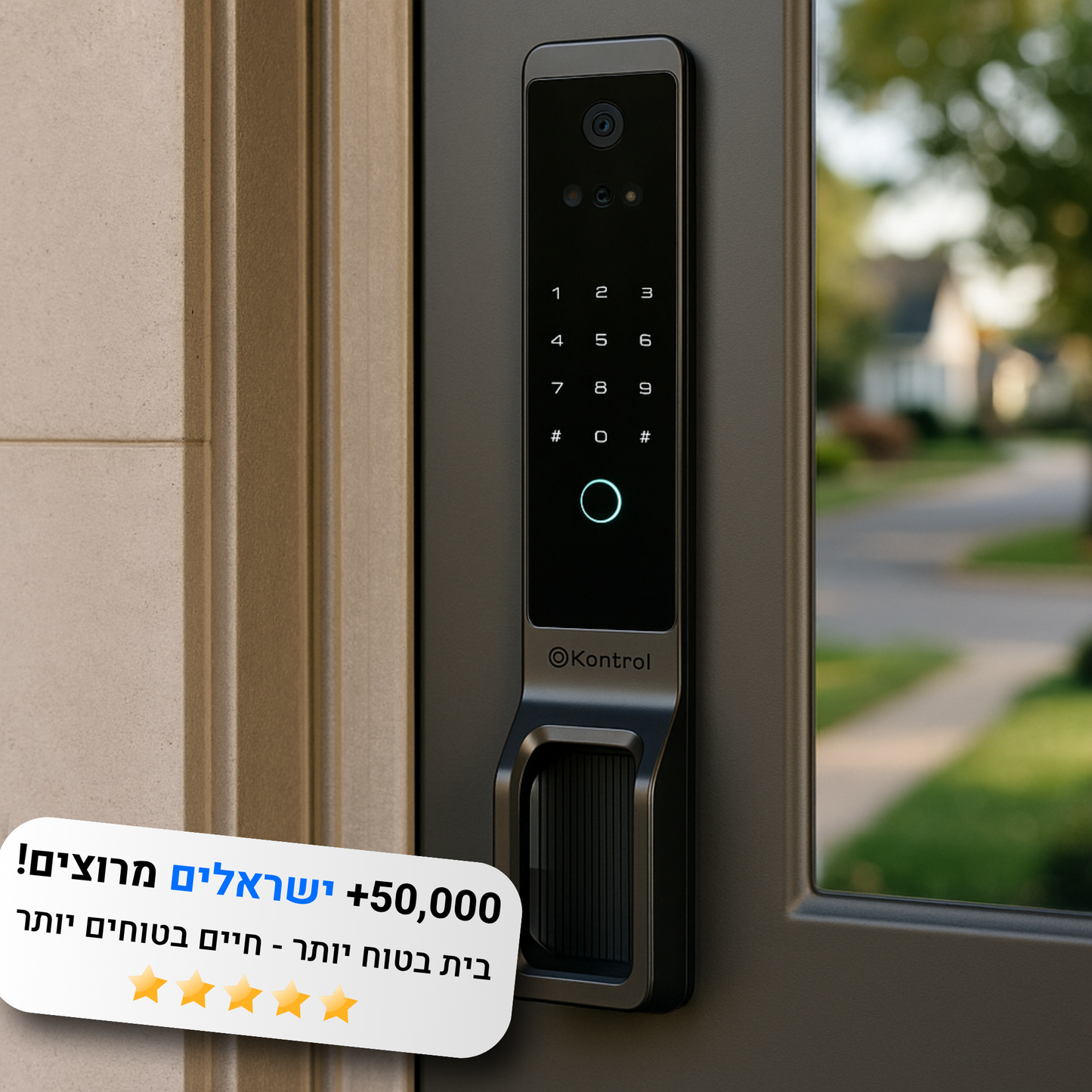 ™Kontrol X | מנעול חכם פלדת אל-חלד דק כולל זיהוי כף יד
