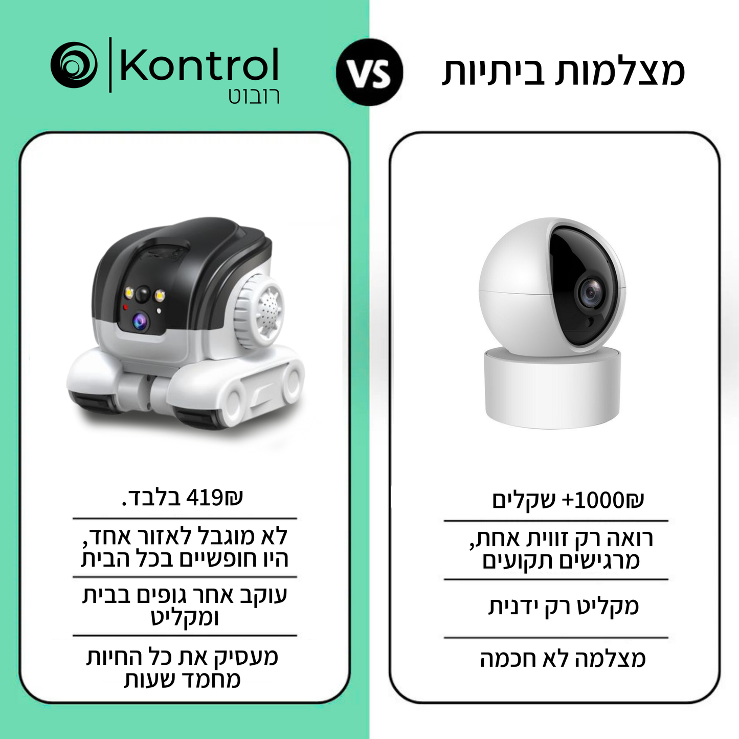 ™Kontrol Robin 2.0 – רובוט נייד לבית עם מצלמה
